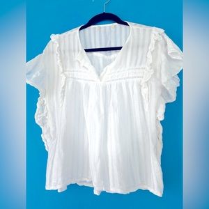 Zara White Cotton Cottagecore Top